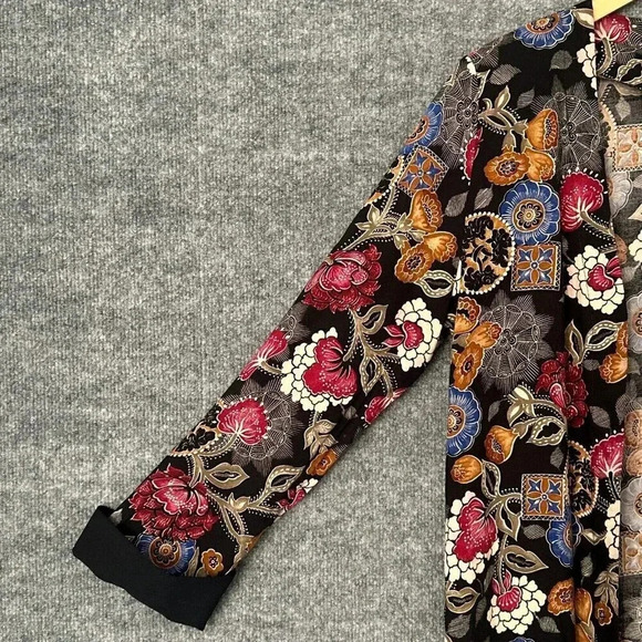 Vintage Artsy Floral Cardigan Womens Small Colorful Open Front Granny Top - Picture 6 of 13